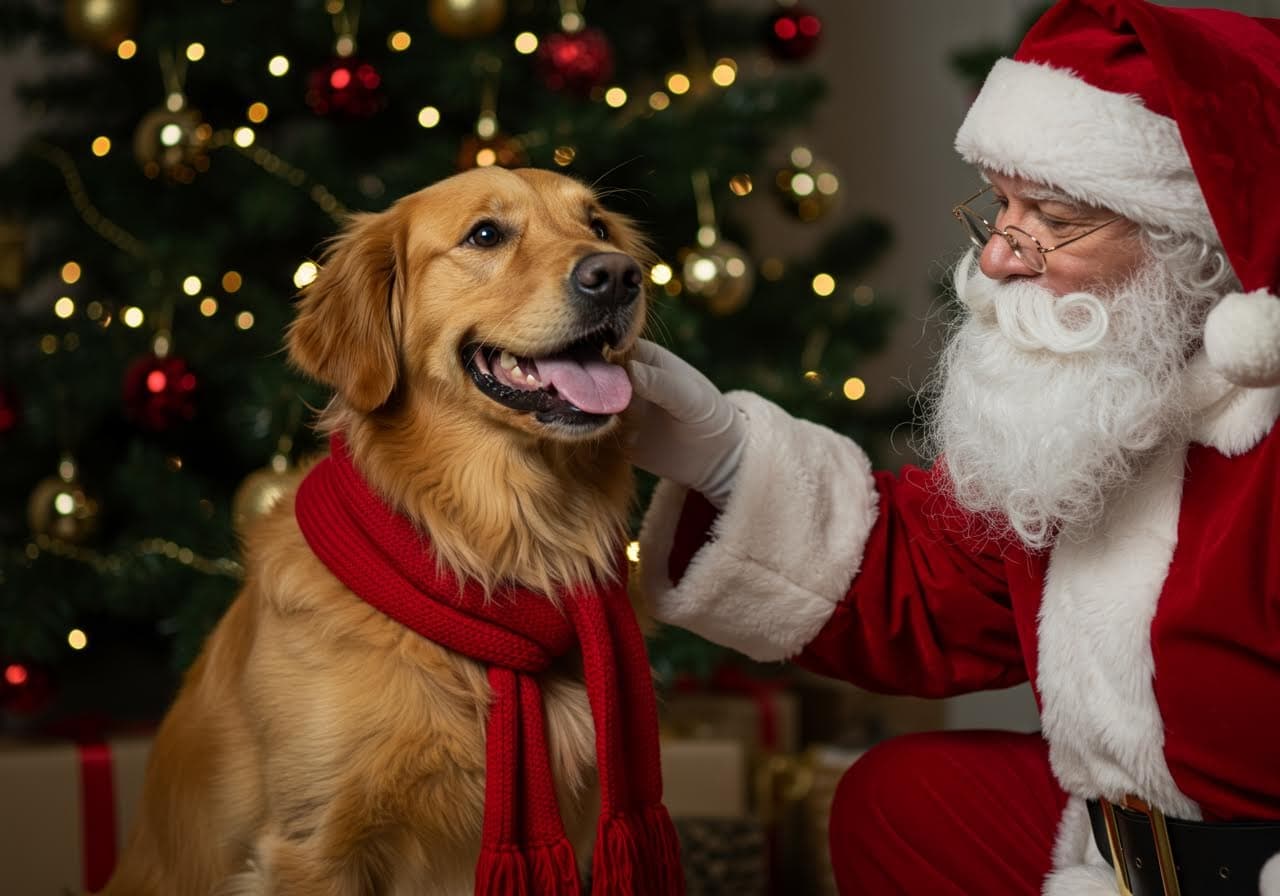 Pet Holiday Photo - AI-generated Christmas photo example